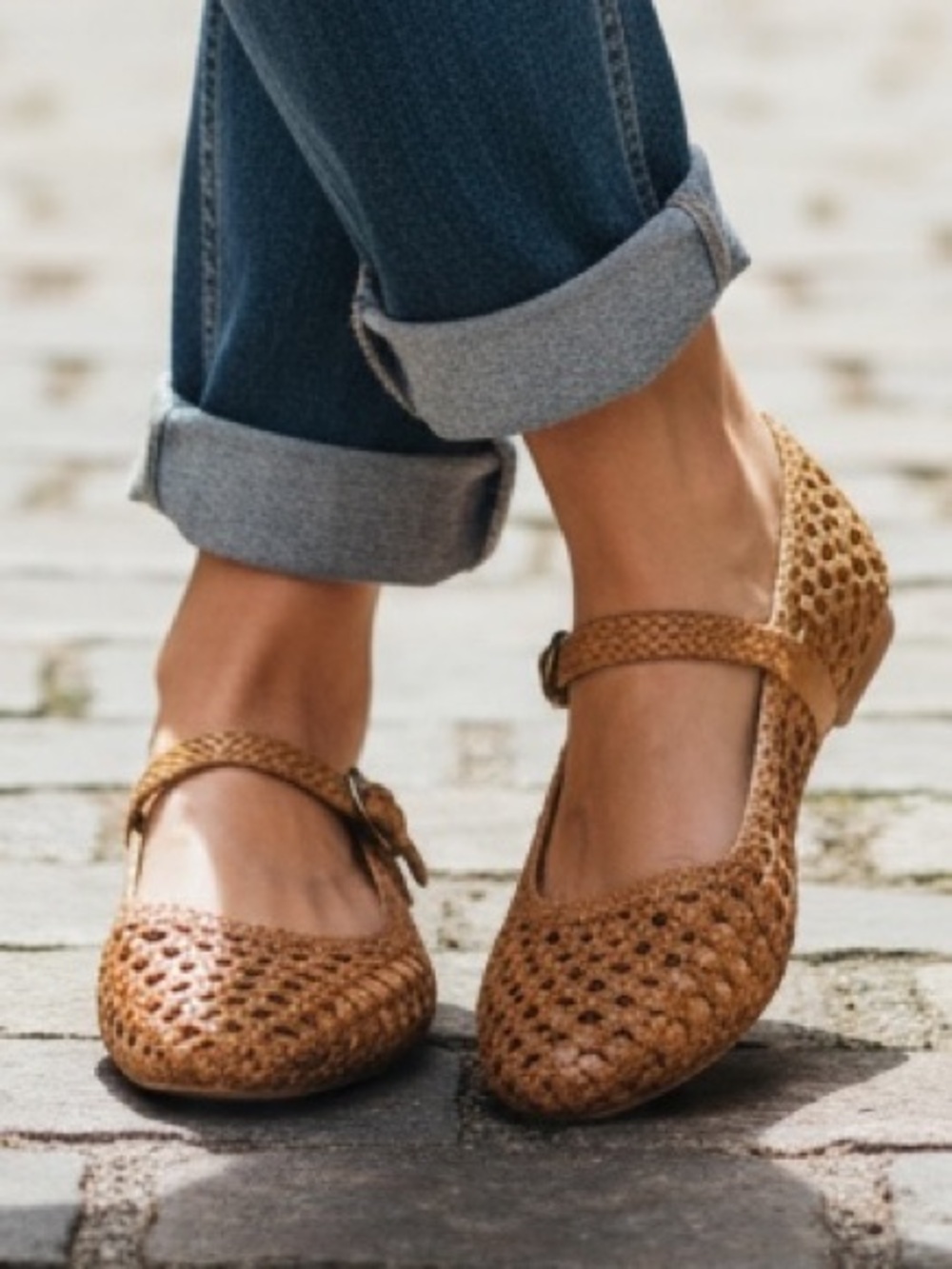Woven Mary Jane Flats for Women, Comfortable Dressy Ballet